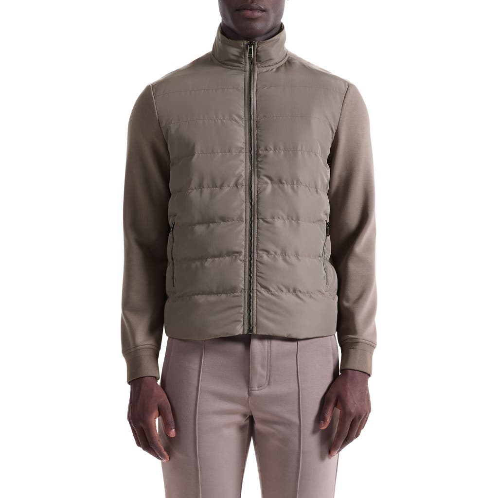 Bugatchi Soft Touch Quilted Zip-up Bomber Jacket In Brown