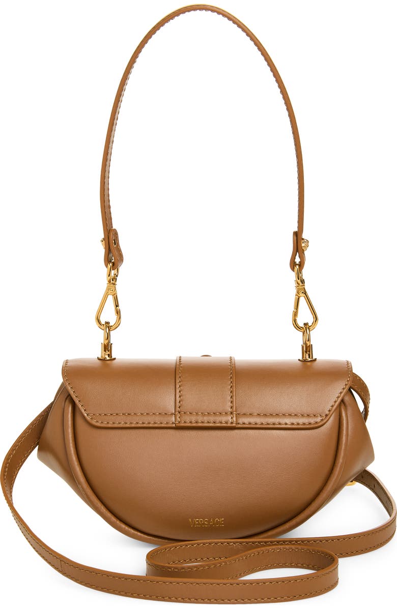 Versace Small Virtus Leather Shoulder Bag, Alternate, color, Brown-Gold Versace