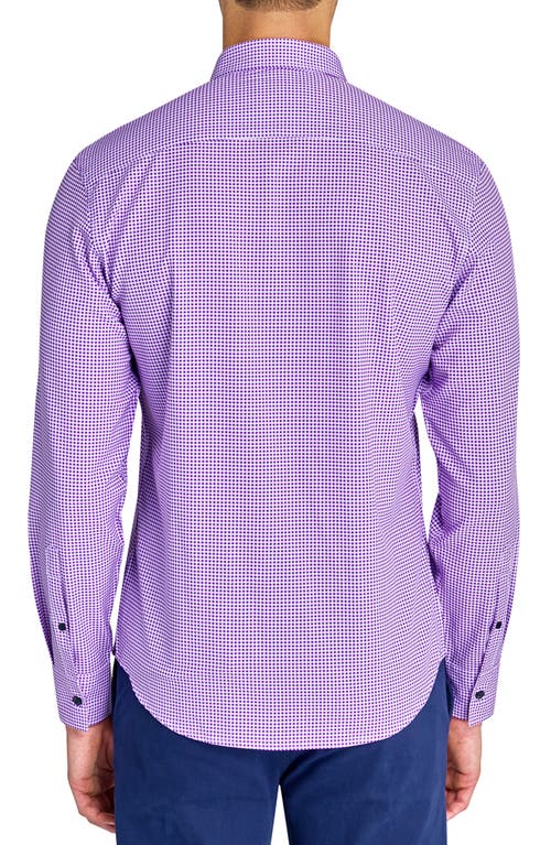 Construct Micro Plaid Woven Long Sleeve In Lilac