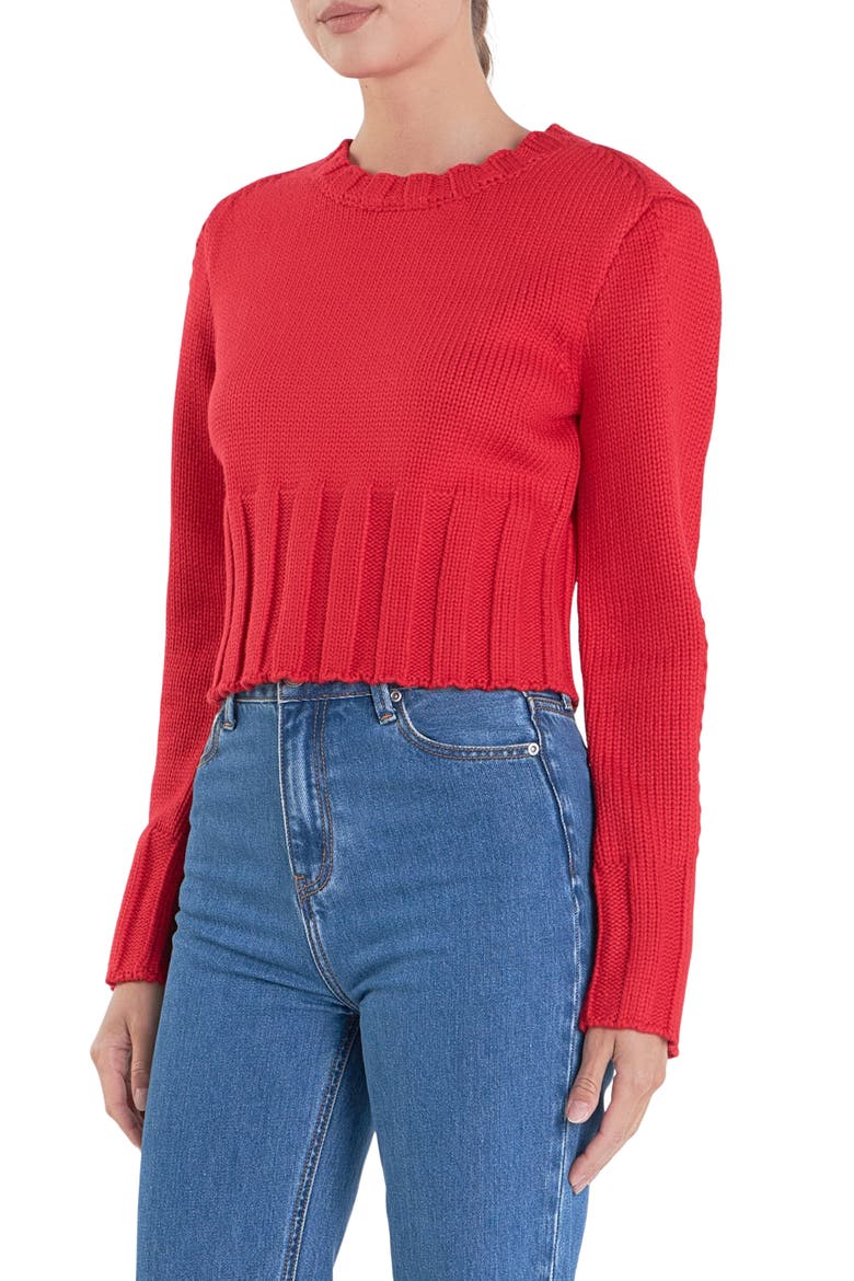 Cutout Crop Sweater, Alternate, color, RED