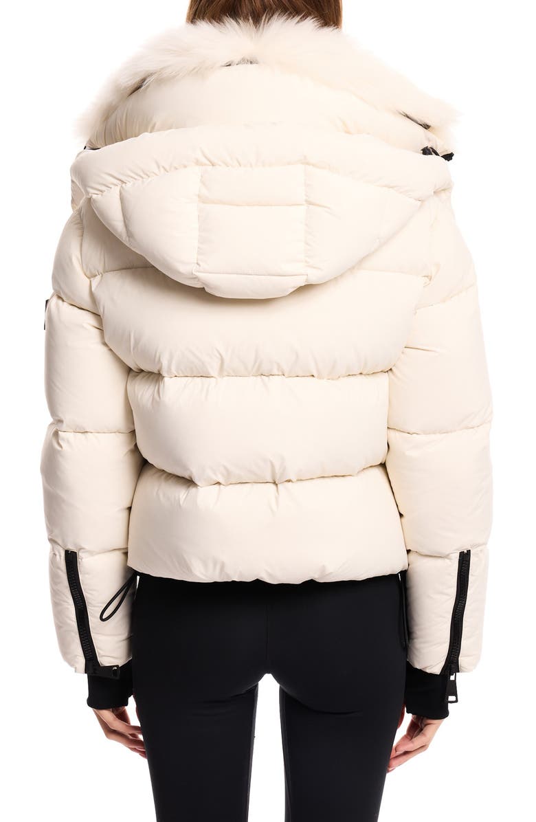 SAM. Kaia Water Resistant Down Puffer Jacket with Removable Genuine Shearling Trim, Alternate, color, Off White