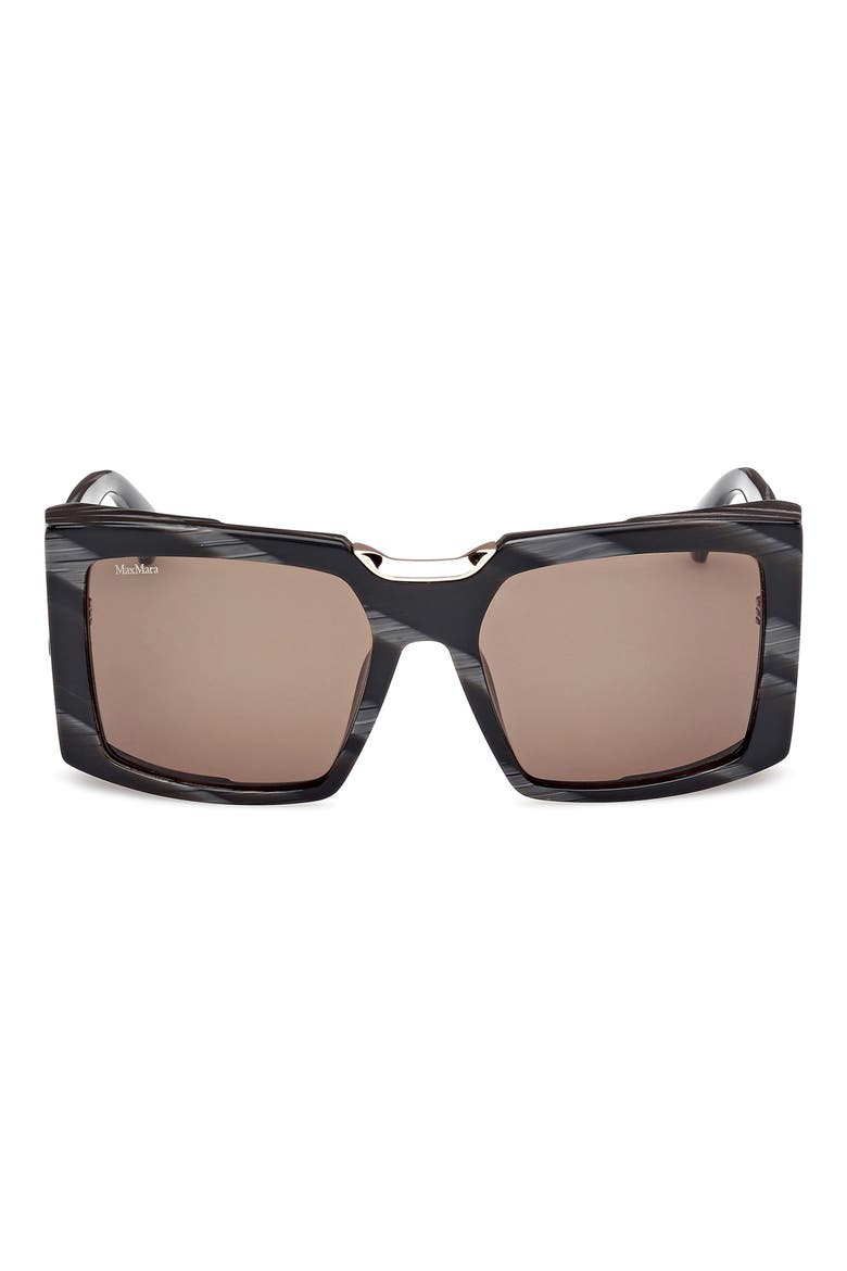 55mm Rectangular Sunglasses, Main, color, BLACK HORN/ PALE GOLD / OLIVE