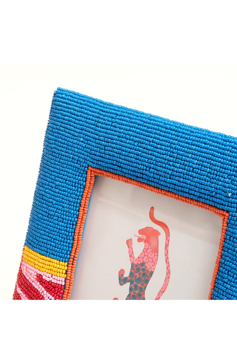 Zsa Zsa Zsu Dadri Decorative  Beaded Wood Frame 8X7 In, Alternate, color, Blue