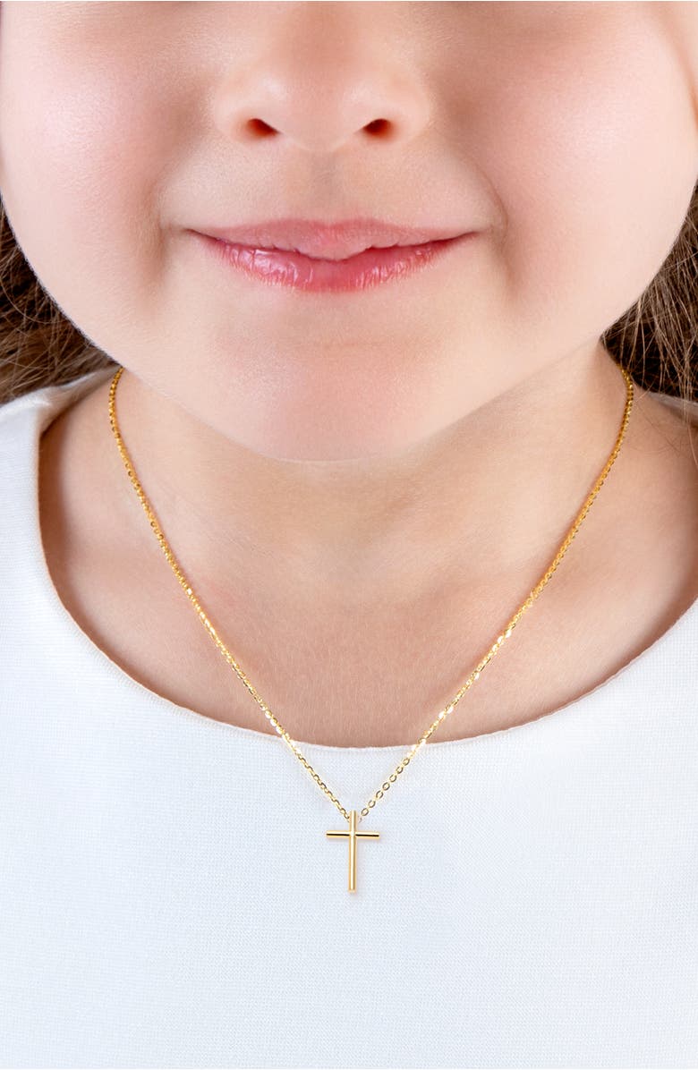 Tiny Blessings 14K Gold Rounded Cross 12-14" Necklace, Alternate, color, 14K Yellow Gold
