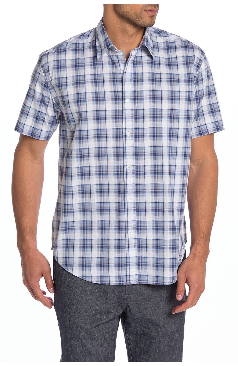 Coastaoro Surfas Check Short Sleeve Regular Fit Shirt, Main, color, Beach