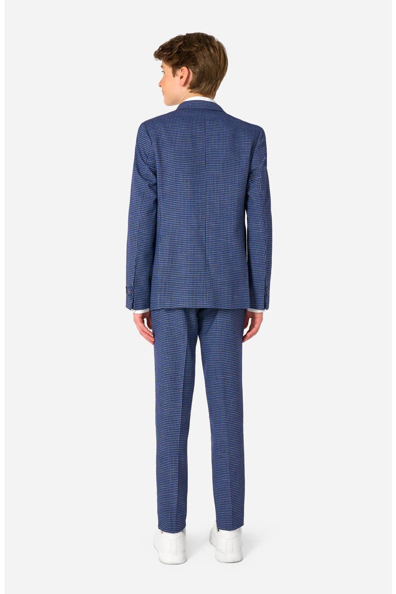 Kids' Daily Navy Houndstooth Check Stretch Suit, Alternate, color, BLUE