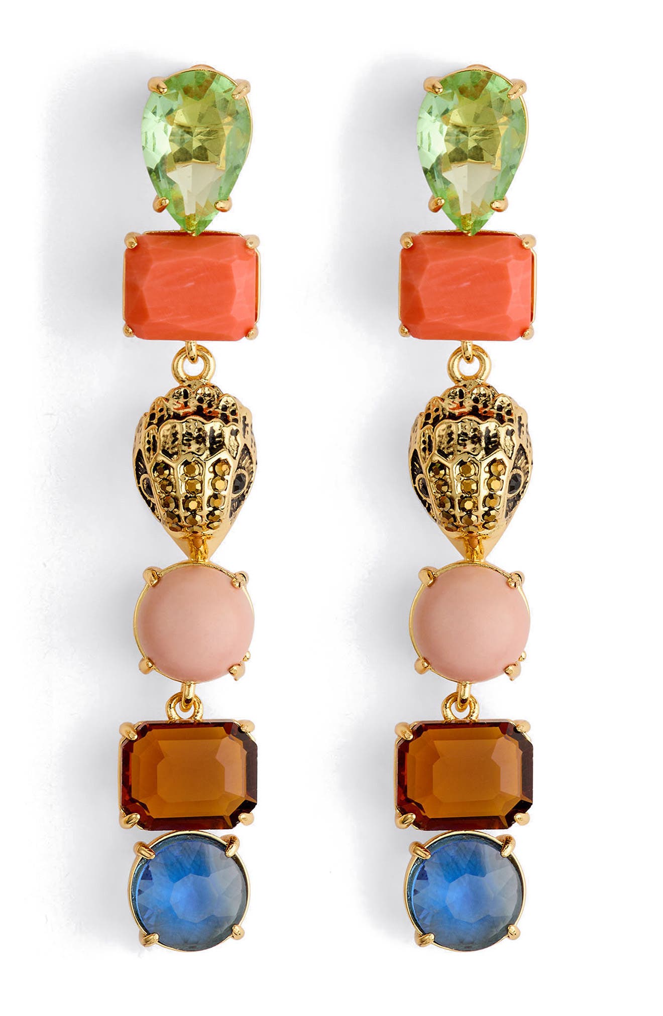 Kurt Geiger London Mixed Crystal & Semiprecious Stone Linear Drop Earrings
