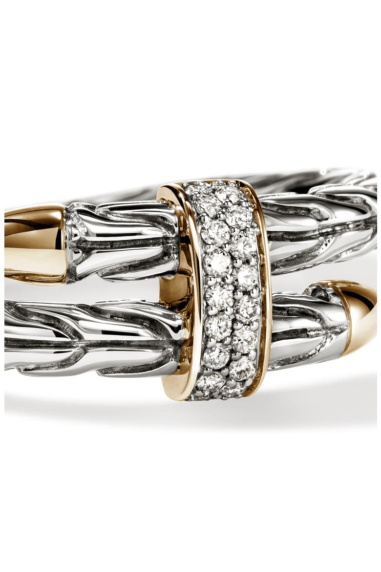 Spear Wrap Ring, Diamonds, Alternate, color, SILVER AND GOLD
