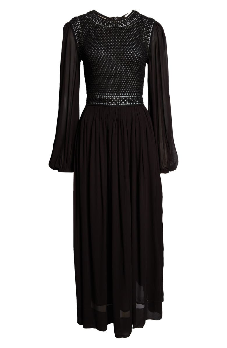 Zimmermann Luminosity Long Sleeve Crochet Bodice Maxi Dress, Alternate, color, 