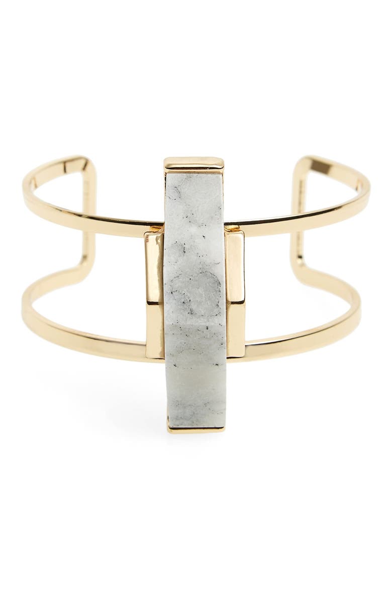 'Abstract Stone' Open Cuff, Main, color, GOLD