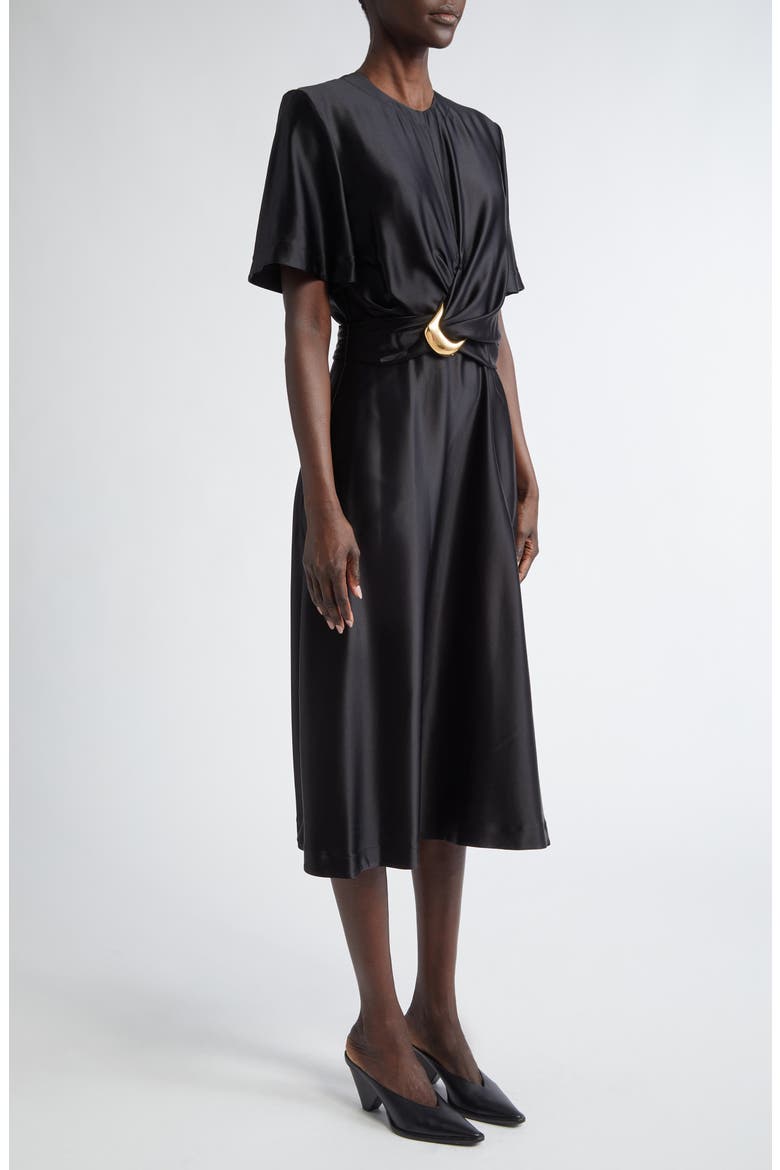 Honey Tie Waist Silk Dress, Alternate, color, 000001 BLACK