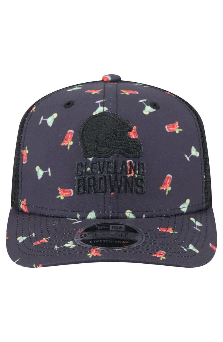 New Era Men's New Era  Navy/Black Cleveland Browns Adventure Drinks Pattern 9SEVENTY Stretch-Snap Hat, Alternate, color, Navy