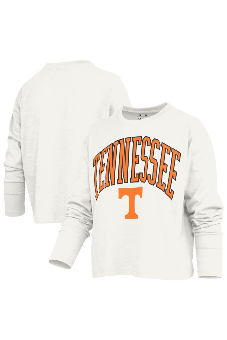 Women's Pressbox White Tennessee Volunteers Motley Boxy Waist-Length Long Sleeve T-Shirt, Main, color, White