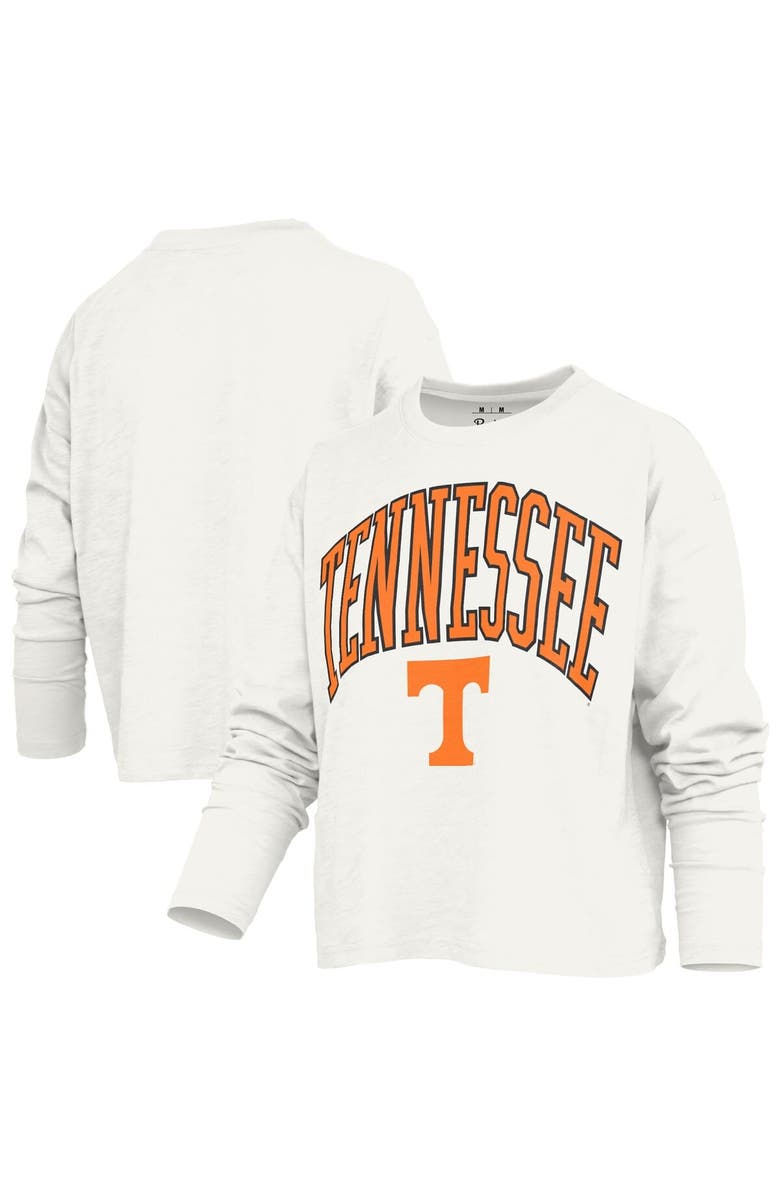 PRESSBOX Women's Pressbox White Tennessee Volunteers Motley Boxy Waist-Length Long Sleeve T-Shirt, Main, color, White