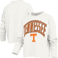 PRESSBOX Women's Pressbox White Tennessee Volunteers Motley Boxy Waist-Length Long Sleeve T-Shirt