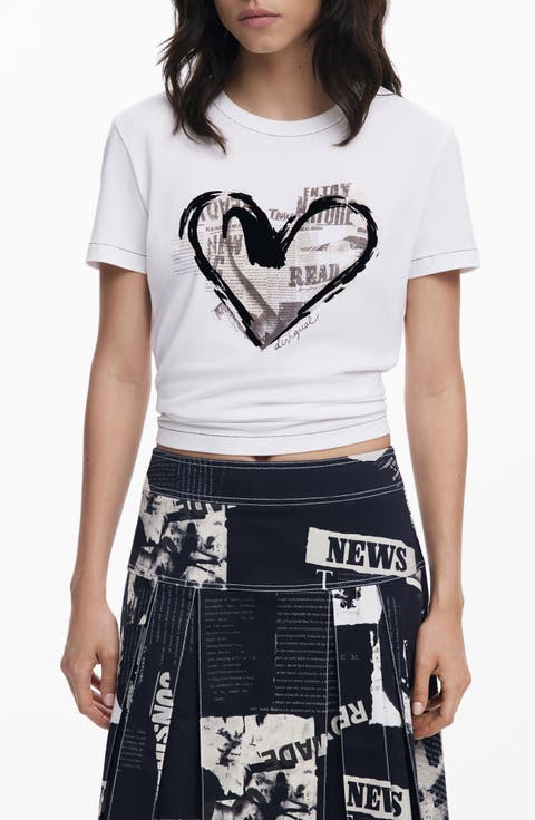 Heart Cotton Graphic T-Shirt