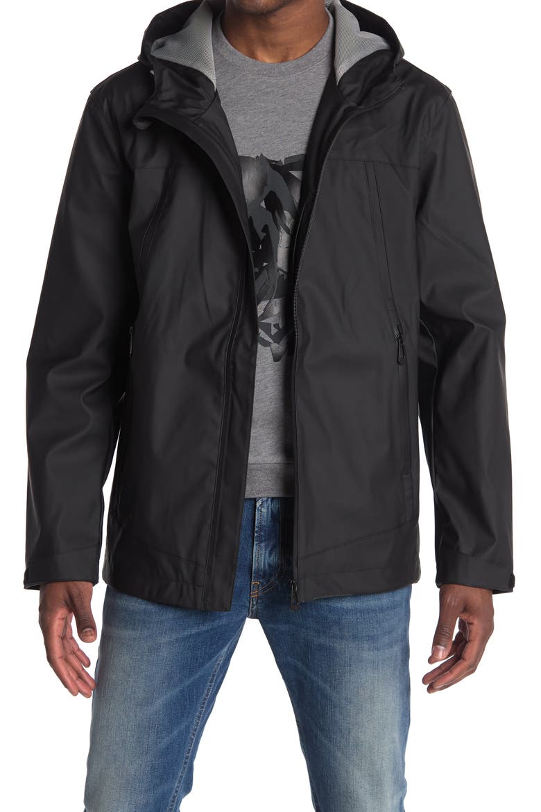 Theo Water-Resistant Hooded Jacket, Main, color, BLACK