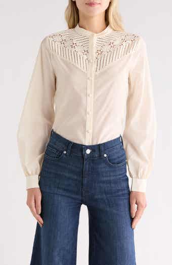 FRAME The Crochet Inset Button-Up Shirt