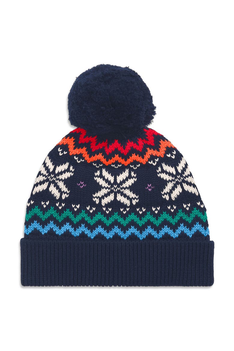 Kids Rainbow Snowflake Fair Isle Beanie, Main, color, Navy Snowflake Fair Isle