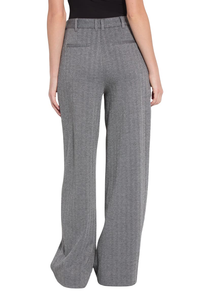 Isabelle Pleated High Waist Wide Leg Trousers, Alternate, color, SILVER HERRINGBONE
