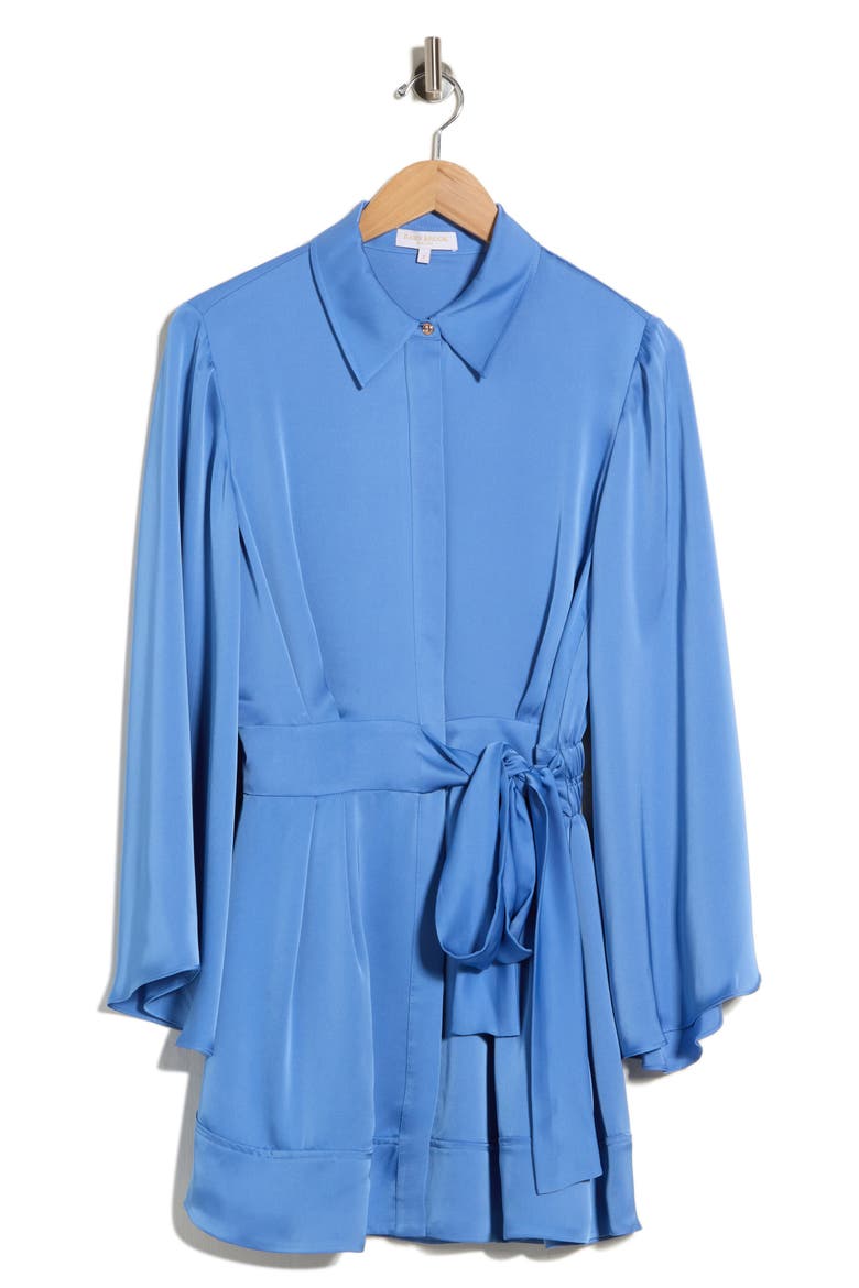 Mariana Tie Waist Long Sleeve Minidress, Main, color, CORNFLOWER BLUE