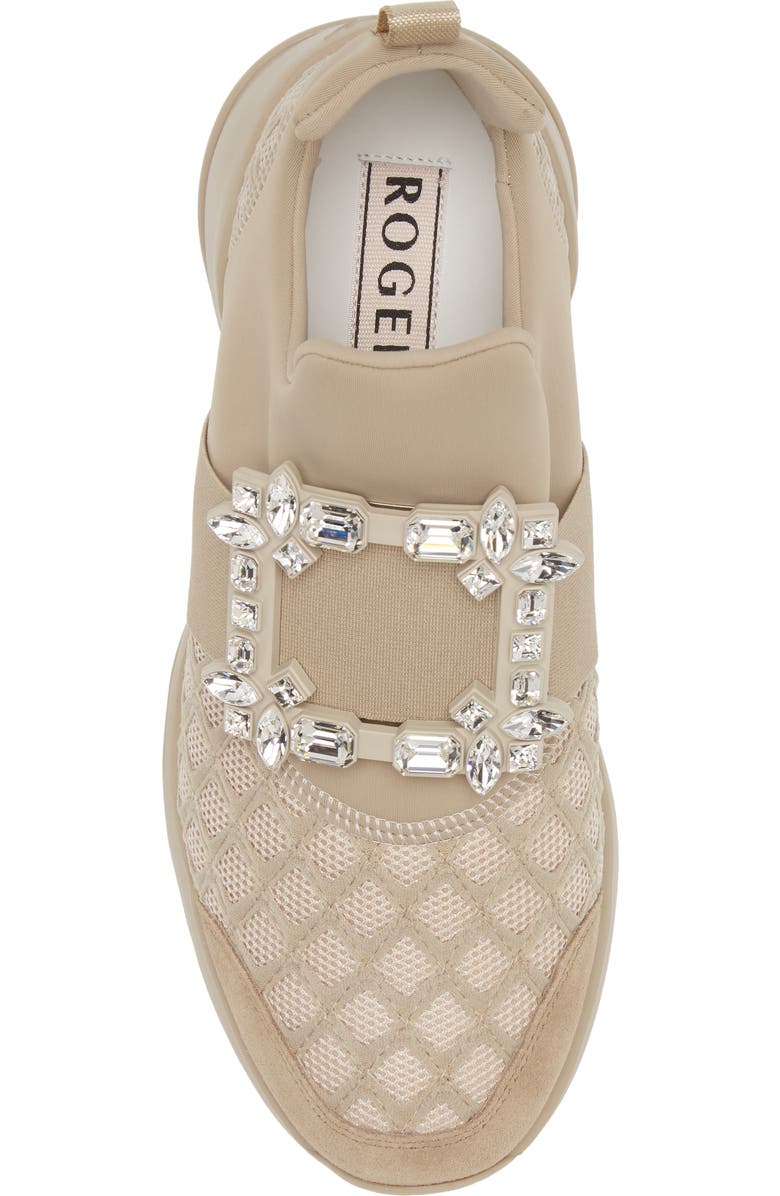 Roger Vivier Viv Run Strass Sneaker, Alternate, color, Natural Beige