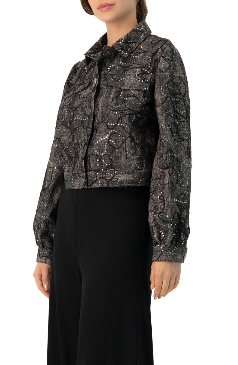 IVONNE Fantasy Denim Jacket, Alternate, color, Black