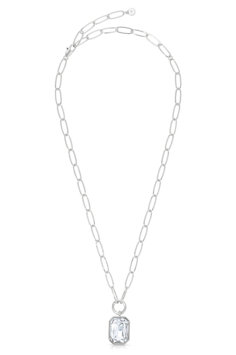 Deco Crystal Pendant Necklace, Alternate, color, SILVER