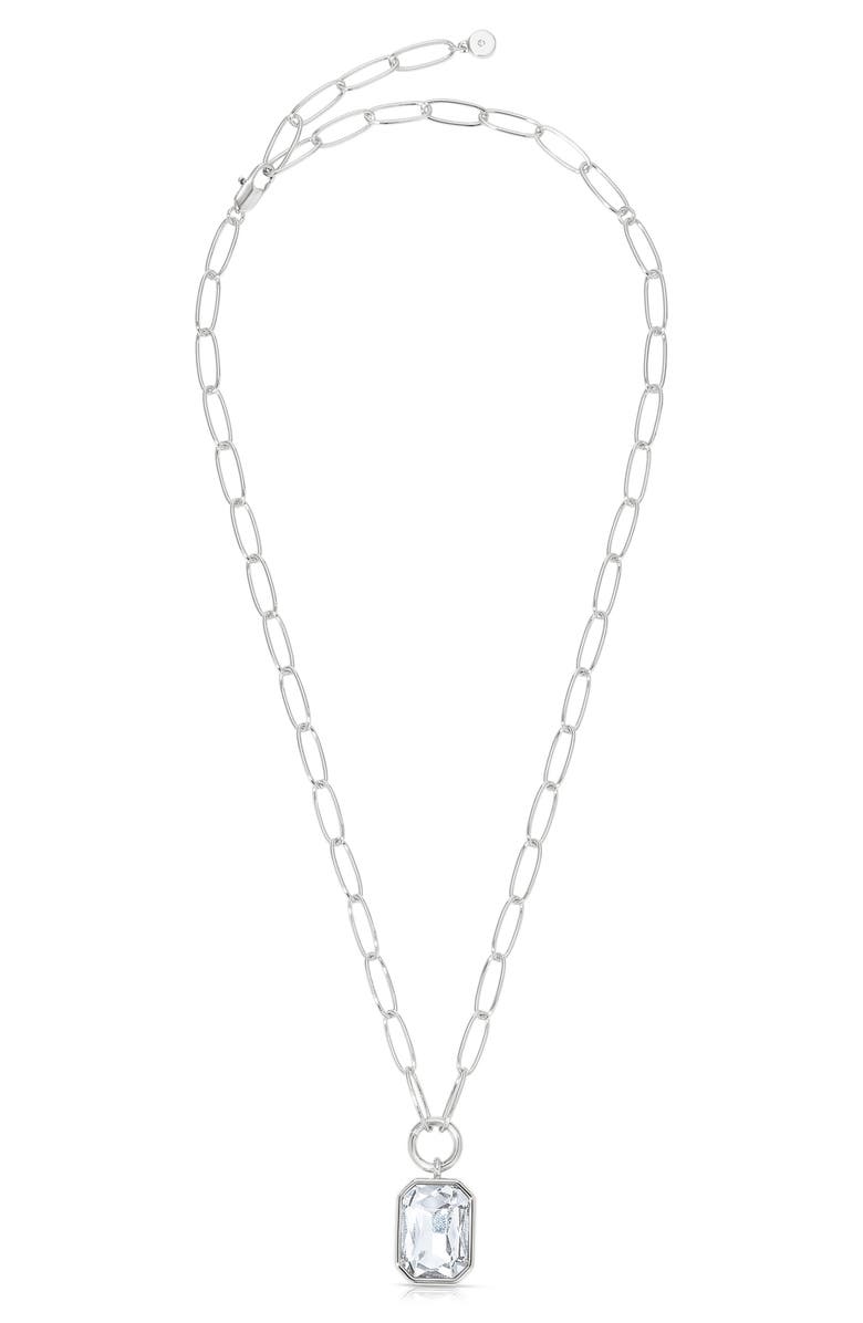 Ettika Deco Crystal Pendant Necklace, Alternate, color, Silver