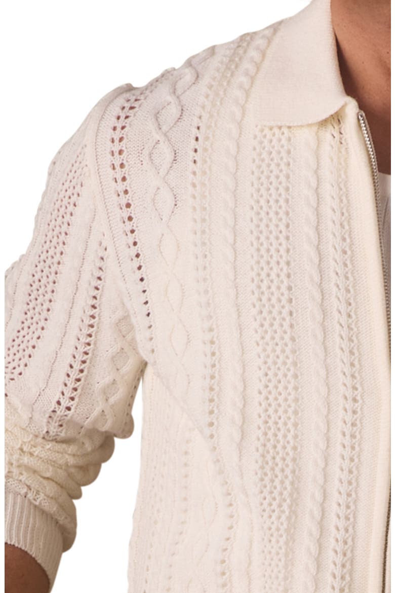 Cable Stitch Zip Front Cardigan, Alternate, color, IVORY