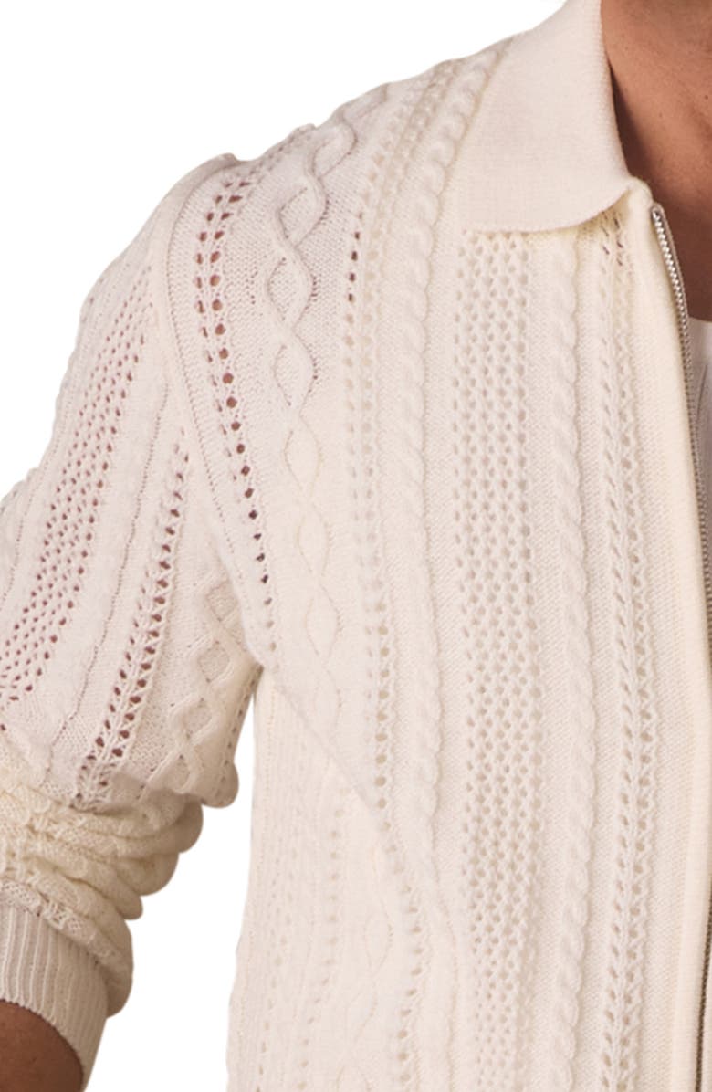 The Normal Brand Cable Stitch Zip Front Cardigan, Alternate, color, Ivory