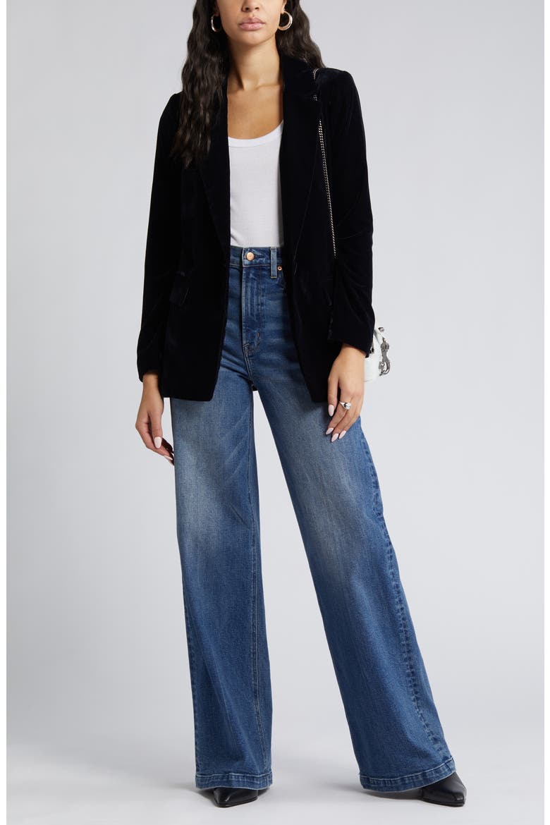 Relaxed Velvet Blazer, Alternate, color, BLACK