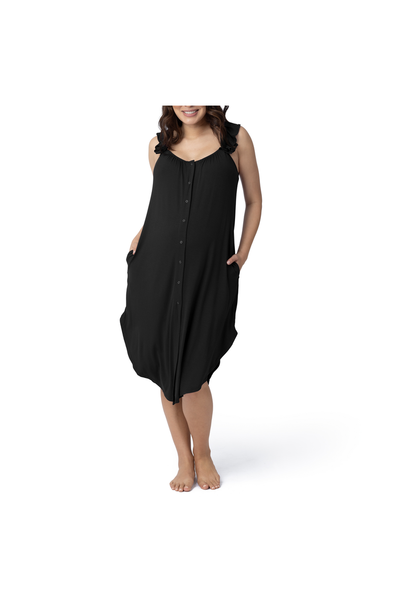 Kindred Bravely Ruffle Strap Labor & Delivery Gown, Main, color, Black