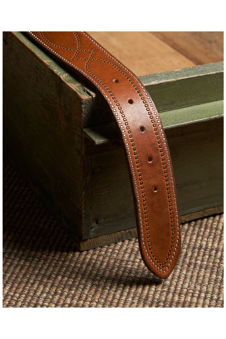 Tesla Calf Leather Belt with Studs, Alternate, color, CUOIO
