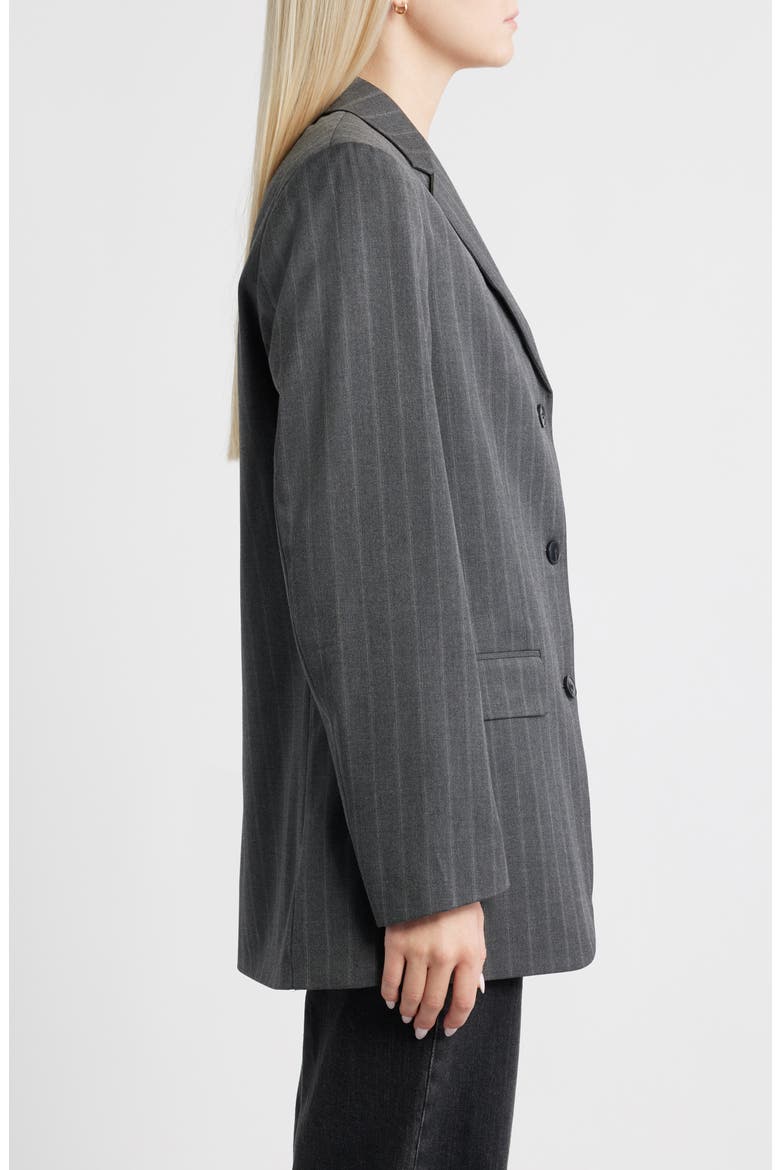 Three-Button Pinstripe Blazer, Alternate, color, CHARCOAL