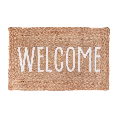 "WELCOME" 100% Jute Braided Indoor/Outdoor Rug