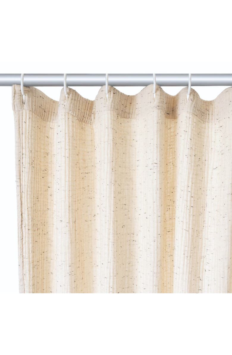Oliviera Home Soho Supersoft 4-Layer Cotton Gauze Shower Curtain, Alternate, color, Ecru Black Dots