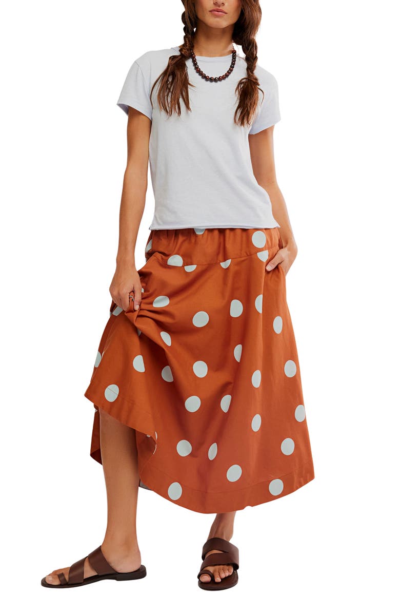 Free People Betty Drop Waist Maxi Skirt, Alternate, color, Sugar Almond Combo