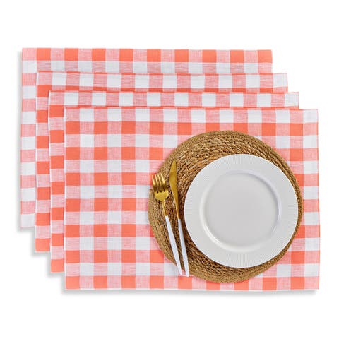 Linen Placemats - Morgan Check, 14" x 19" Inch