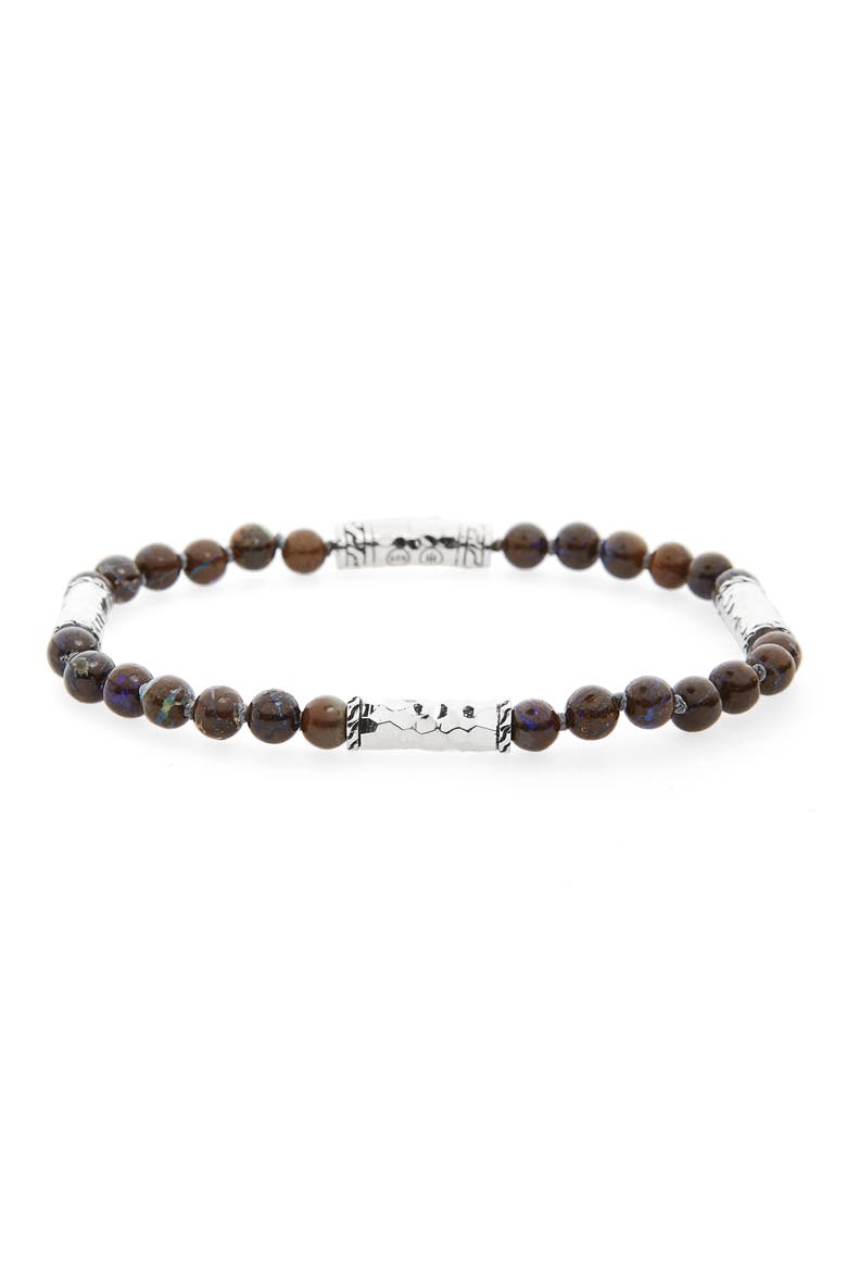 Men's Classic Chain Silver Bracelet, Main, color, BROWN