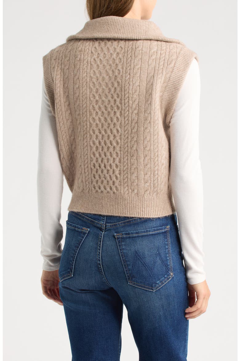 Cable Knit Quarter Zip Sweater Vest, Alternate, color, SIMPLY TAUPE