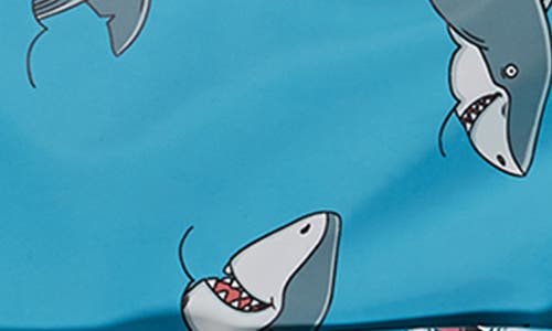 Andy & Evan Shark Print Waterproof Hooded Raincoat In Blue