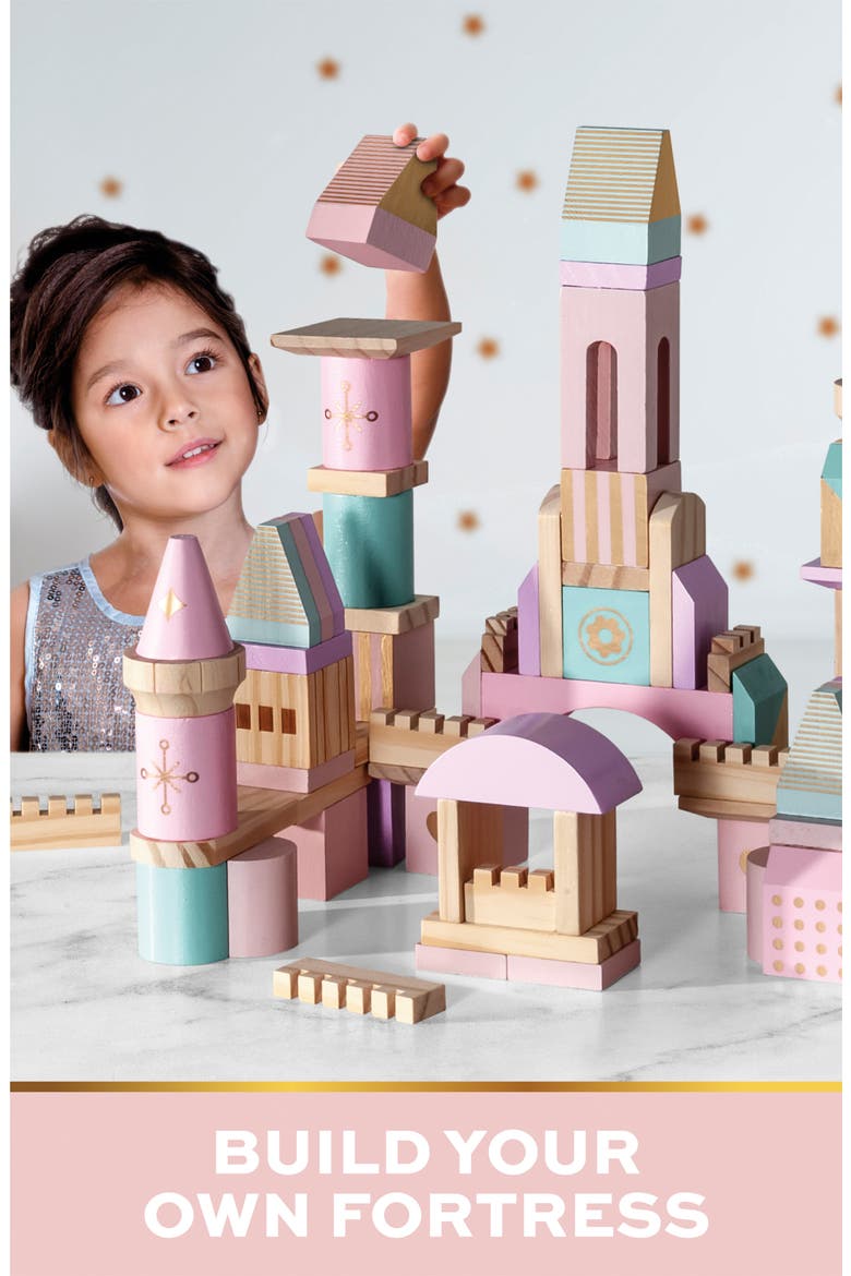 75-Piece Wood Castle Block Toy, Alternate, color, LIGHT/ PASTEL PINK