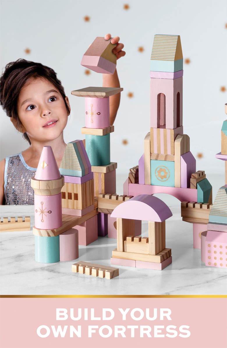 FAO Schwarz 75-Piece Wood Castle Block Toy, Alternate, color, Light/ Pastel Pink