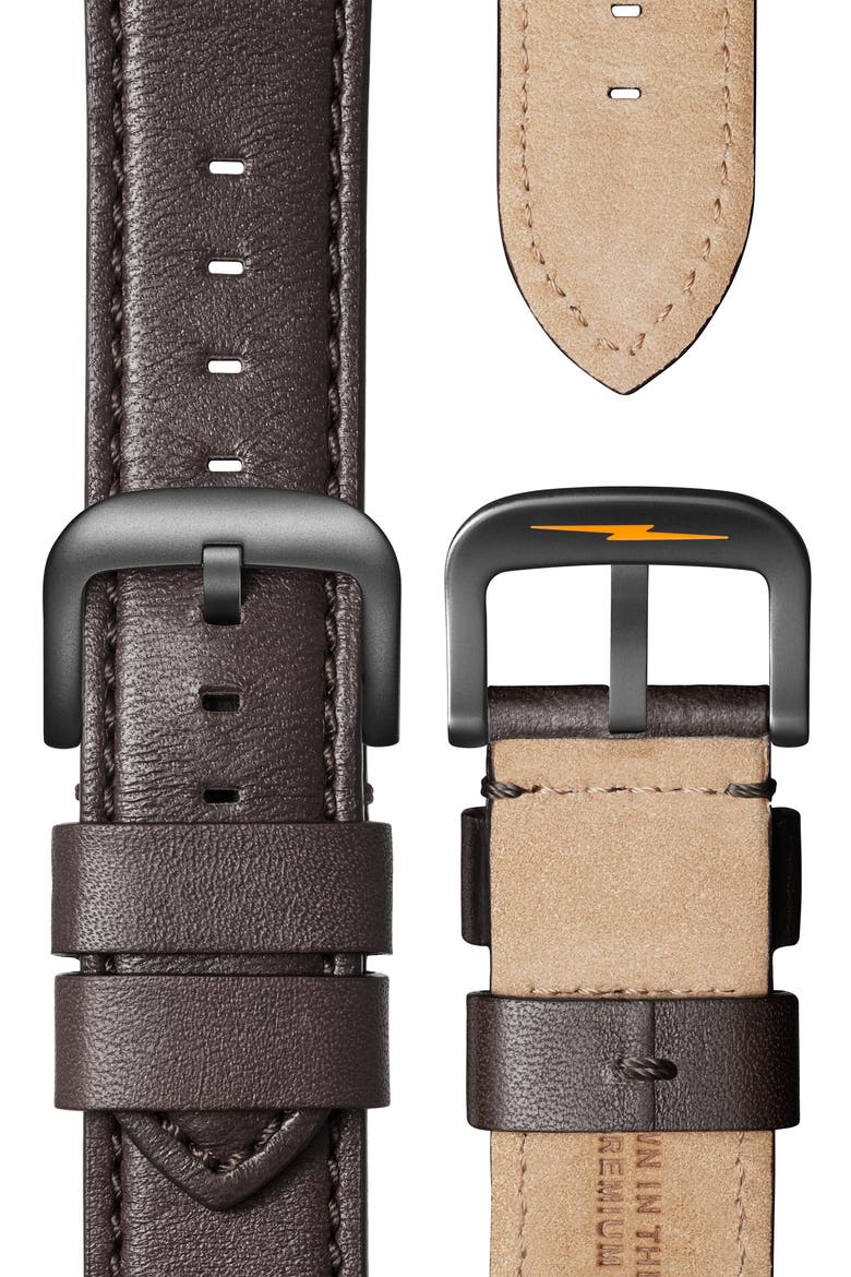 Runwell Leather Strap Watch, 47mm, Alternate, color, PERSIMMON