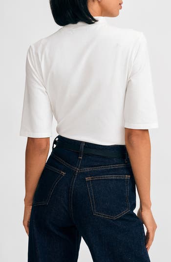 Elbow Sleeve Mock Neck Top