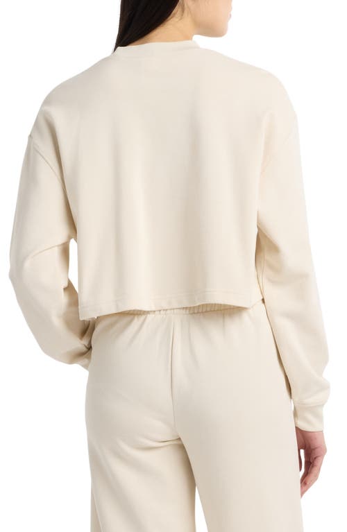 New Balance Coastal Fleece Oversize Crop Crewneck Sweatshirt In Neutral