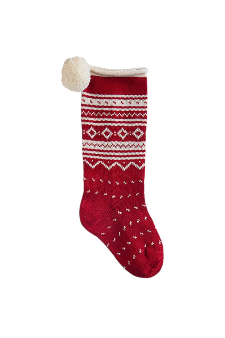 Nordic Roll Cuff Stocking, Main, color, Red