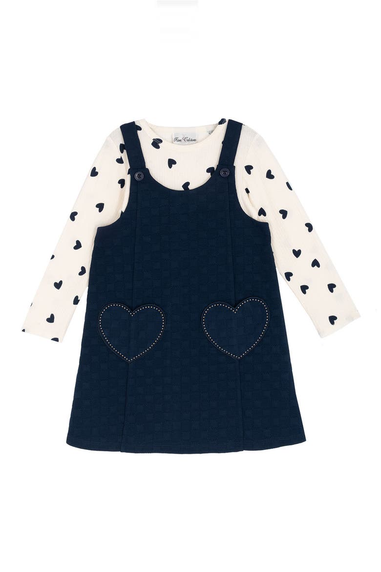 Double Knit Top & Dress Set, Main, color, NAVY