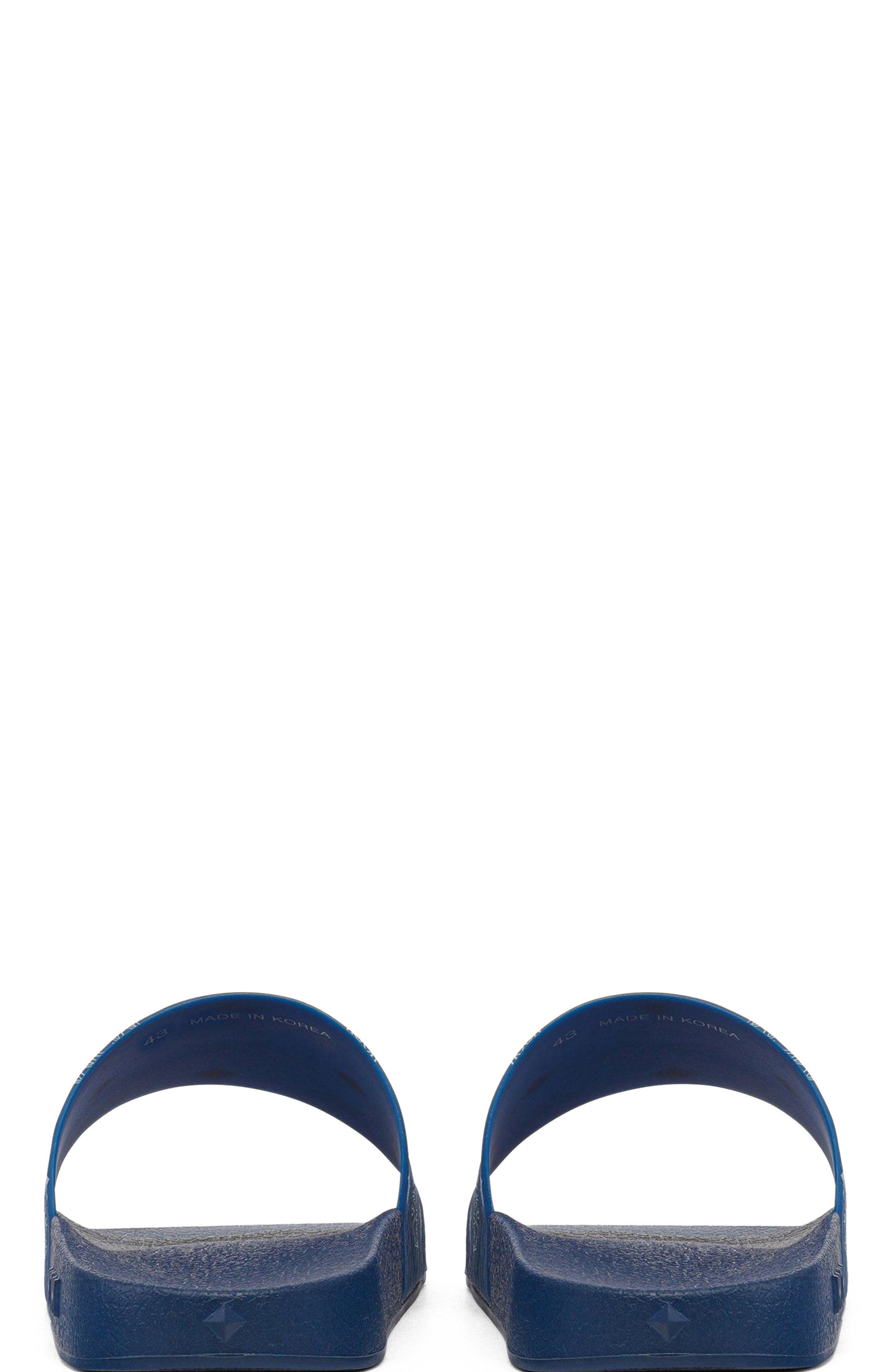 Monogram Print Rubber Slides, Alternate, color, Blue